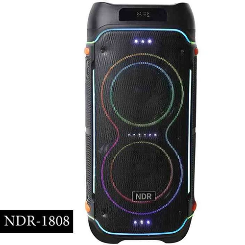 LGtF-fSacnxrB5nv اسپیکر بلوتوثی قابل حمل NDR-1808 با دبل ساب ۸ اینچ و ۲ میکروفون بیسیم